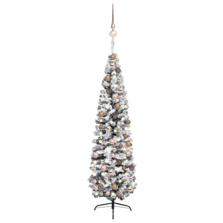 vidaXL Árbol de Navidad preiluminado con luces y bolas verde 240 cm