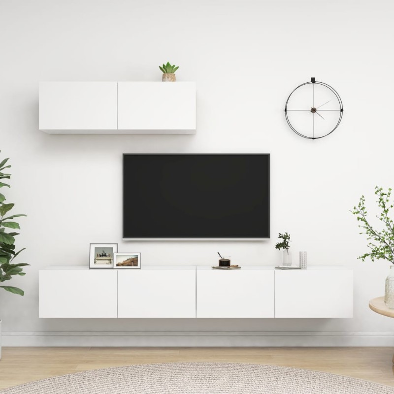 vidaXL Set de muebles de salón TV 3 piezas madera de ingeniería blanco vidaXL Set de muebles de salón TV 3 piezas madera de ingeniería blanco