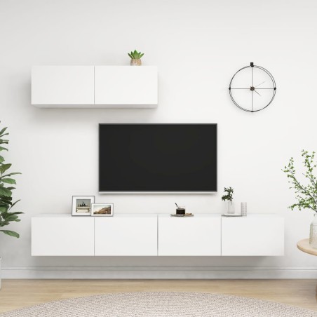 vidaXL Set de muebles de salón TV 3 piezas madera de ingeniería blanco