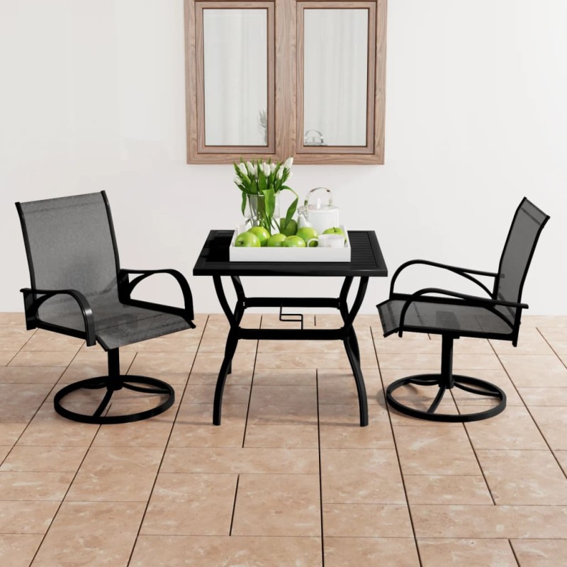 vidaXL Juego de comedor para jardín 3 piezas textilene y acero vidaXL Juego de comedor para jardín 3 piezas textilene y acero