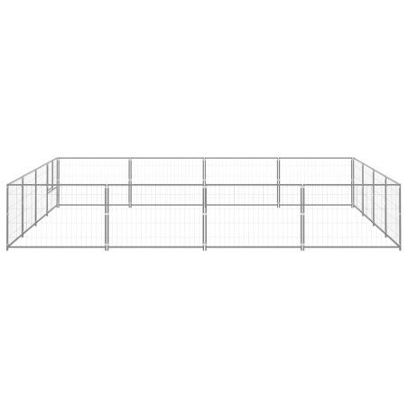 vidaXL Perrera plateada 16 m² acero