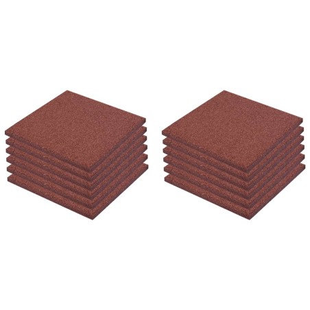 vidaXL Losetas de goma protección de caídas 12 unidades 50x50x3cm rojo