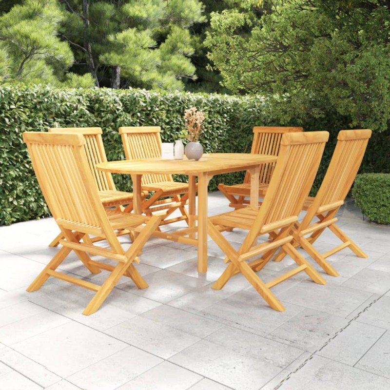 vidaXL Conjunto de comedor de jardín 7 piezas madera maciza de teca vidaXL Conjunto de comedor de jardín 7 piezas madera maciza de teca