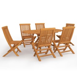 vidaXL Conjunto de comedor de jardín 7 piezas madera maciza de teca