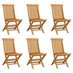 vidaXL Sillas de jardín plegables 6 unidades madera maciza de teca