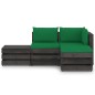 vidaXL Muebles de jardín 4 piezas con cojines madera impregnada gris vidaXL Muebles de jardín 4 piezas con cojines madera impregnada gris