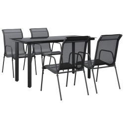 vidaXL Juego de comedor para jardín 5 piezas acero y textilene negro