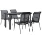 vidaXL Juego de comedor para jardín 5 piezas acero y textilene negro vidaXL Juego de comedor para jardín 5 piezas acero y textilene negro