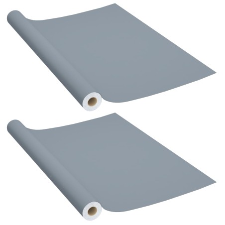 vidaXL Láminas autoadhesivas muebles 2 uds PVC gris 500x90 cm