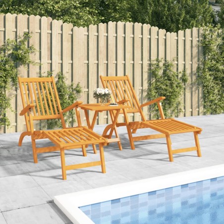 vidaXL Sillas de jardín con reposapiés 2 uds madera maciza de acacia
