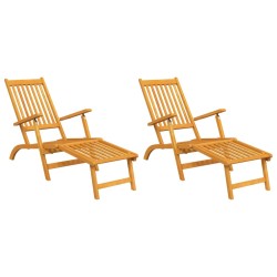 vidaXL Sillas de jardín con reposapiés 2 uds madera maciza de acacia