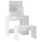 vidaXL Juego de tocador con LED madera contrachapada blanco brillante vidaXL Juego de tocador con LED madera contrachapada blanco brillante