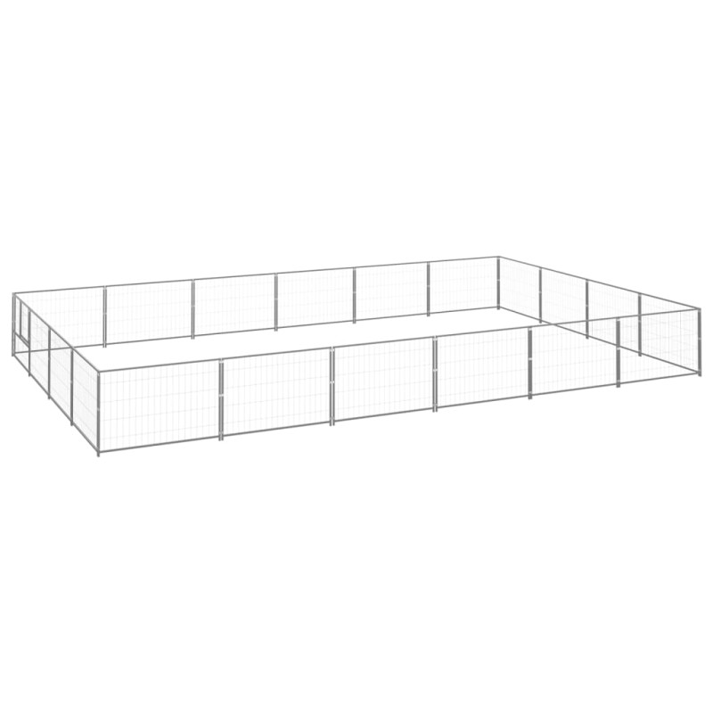 vidaXL Perrera plateada 24 m² acero