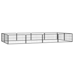 vidaXL Jaula perros 12 paneles acero recubierto polvo negro 100x50 cm