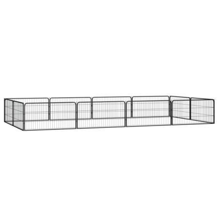 vidaXL Jaula perros 12 paneles acero recubierto polvo negro 100x50 cm