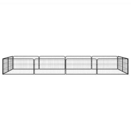 vidaXL Jaula perros 12 paneles acero recubierto polvo negro 100x50 cm