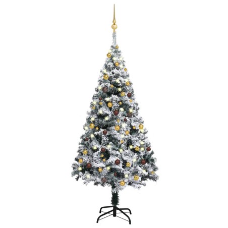 vidaXL Árbol de Navidad preiluminado con luces y bolas verde 150 cm