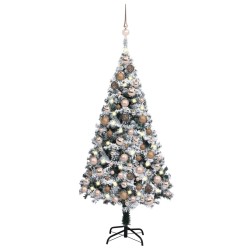 vidaXL Árbol de Navidad preiluminado con luces y bolas verde 150 cm