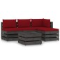 vidaXL Muebles de jardín 5 piezas con cojines madera impregnada gris vidaXL Muebles de jardín 5 piezas con cojines madera impregnada gris