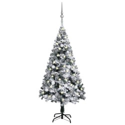vidaXL Árbol de Navidad preiluminado con luces y bolas verde 150 cm