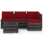 vidaXL Muebles de jardín 5 piezas con cojines madera impregnada gris vidaXL Muebles de jardín 5 piezas con cojines madera impregnada gris