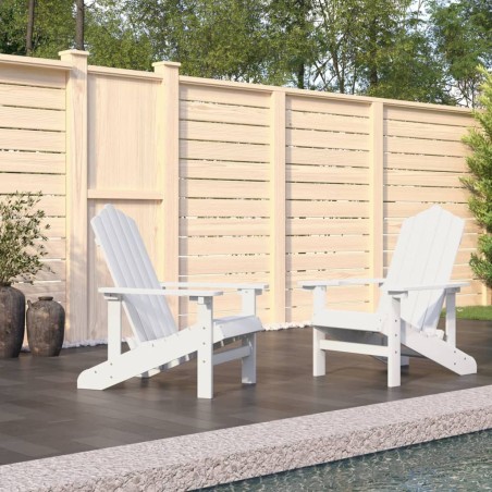 vidaXL Sillas de jardín Adirondack 2 unidades HDPE blanco