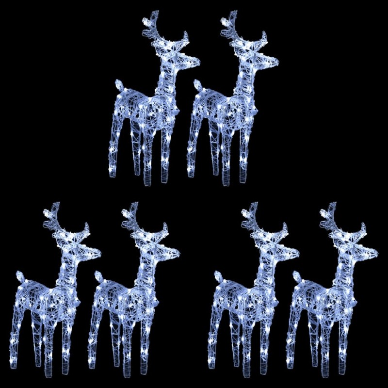 vidaXL Renos de Navidad 6 unidades 240 LED blanco frío acrílico vidaXL Renos de Navidad 6 unidades 240 LED blanco frío acrílico