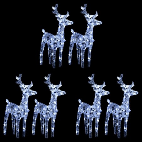 vidaXL Renos de Navidad 6 unidades 240 LED blanco frío acrílico