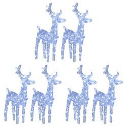 vidaXL Renos de Navidad 6 unidades 240 LED blanco frío acrílico