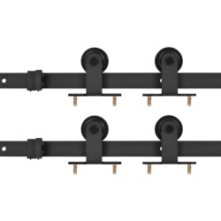 vidaXL Kit de herrajes de puertas correderas acero negro 2 uds 200 cm