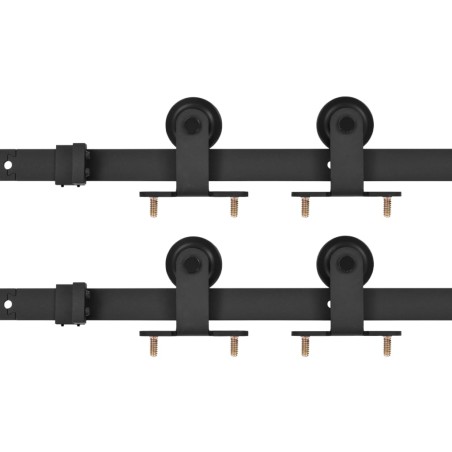 vidaXL Kit de herrajes de puertas correderas acero negro 2 uds 200 cm