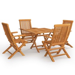 vidaXL Juego de comedor para jardín 5 piezas madera maciza teca