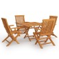 vidaXL Juego de comedor para jardín 5 piezas madera maciza teca vidaXL Juego de comedor para jardín 5 piezas madera maciza teca