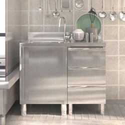 vidaXL Armarios de cocina comercial 2 unidades acero inoxidable 