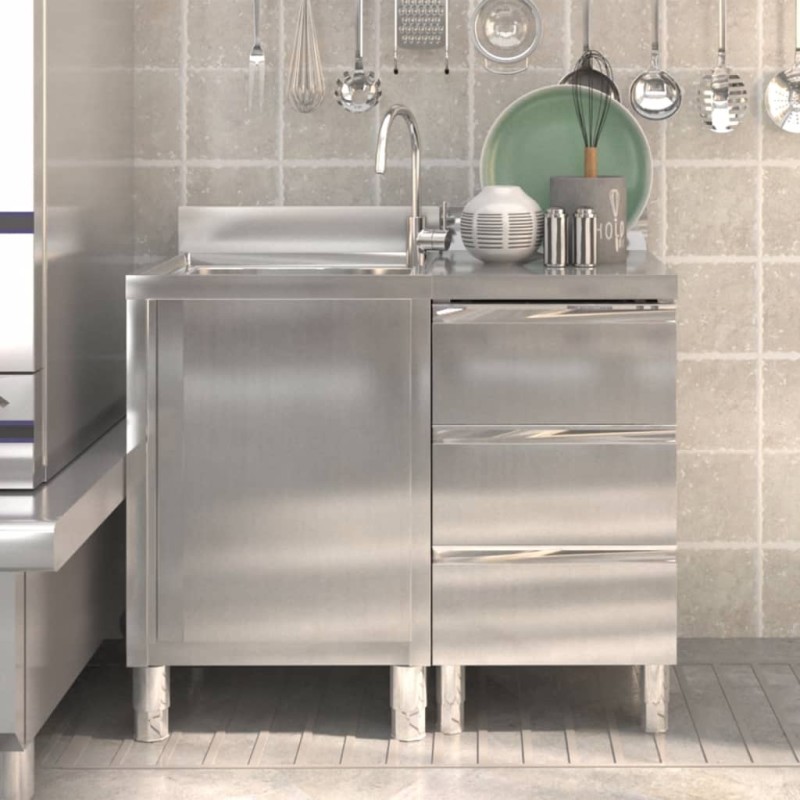 vidaXL Armarios de cocina comercial 2 unidades acero inoxidable vidaXL Armarios de cocina comercial 2 unidades acero inoxidable
