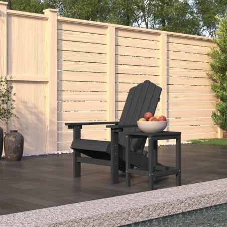vidaXL Silla de jardín Adirondack con mesa HDPE gris antracita