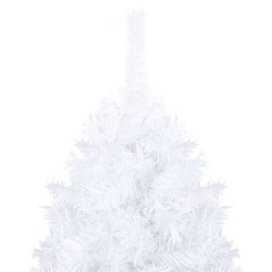 vidaXL Árbol de Navidad preiluminado con luces y bolas blanco 210 cm