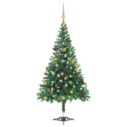 vidaXL Árbol de Navidad artificial con luces y bolas 910 ramas 210 cm