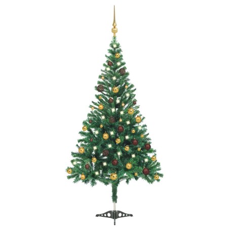 vidaXL Árbol de Navidad artificial con luces y bolas 910 ramas 210 cm