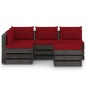 vidaXL Muebles de jardín 5 piezas con cojines madera impregnada gris vidaXL Muebles de jardín 5 piezas con cojines madera impregnada gris