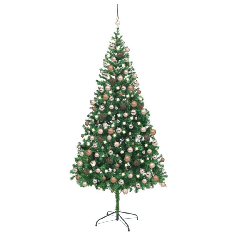 vidaXL Árbol de Navidad artificial con luces y bolas 910 ramas 210 cm vidaXL Árbol de Navidad artificial con luces y bolas 910 ramas 210 cm