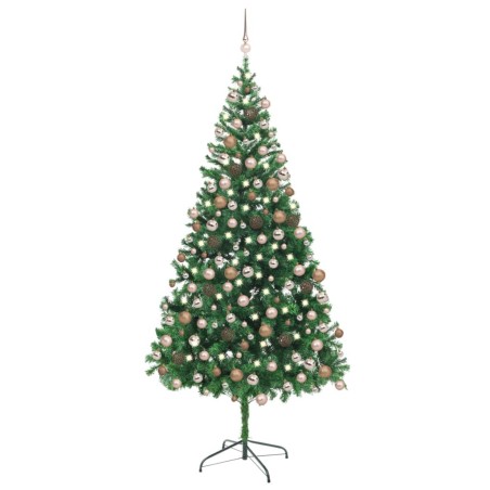 vidaXL Árbol de Navidad artificial con luces y bolas 910 ramas 210 cm