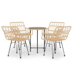 vidaXL Juego de comedor de jardín 5 piezas ratán sintético