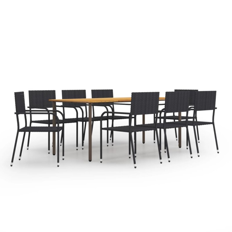 vidaXL Set de muebles de comedor de jardín 9 piezas ratán PE negro vidaXL Set de muebles de comedor de jardín 9 piezas ratán PE negro