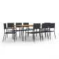 vidaXL Set de muebles de comedor de jardín 9 piezas ratán PE negro vidaXL Set de muebles de comedor de jardín 9 piezas ratán PE negro