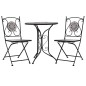 vidaXL Set de mesa y sillas de bistró 3 pzas con mosaico cerámica gris vidaXL Set de mesa y sillas de bistró 3 pzas con mosaico cerámica gris