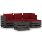 vidaXL Muebles de jardín 5 piezas con cojines madera impregnada gris vidaXL Muebles de jardín 5 piezas con cojines madera impregnada gris