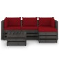vidaXL Muebles de jardín 5 piezas con cojines madera impregnada gris vidaXL Muebles de jardín 5 piezas con cojines madera impregnada gris