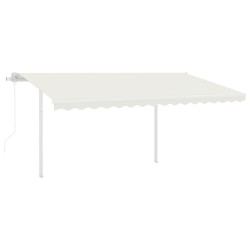 vidaXL Toldo retráctil automático con postes crema 4,5x3 m