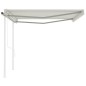 vidaXL Toldo retráctil automático con postes crema 4,5x3 m vidaXL Toldo retráctil automático con postes crema 4,5x3 m